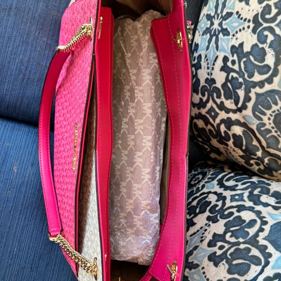 MICHAEL KORS NWOT Jet Set Large Color-Block Logo Shoulder Bag. - Picture 3 of 6